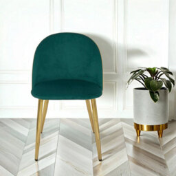 PureLifestyleWonders Designer Luxurious Velvet Dining Chair In Green With Gold Legs Velvoro - thumbnail 3