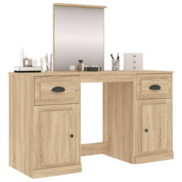 Berkfield Dressing Table With Mirror Sonoma Oak 130X50X132.5 Cm - thumbnail 4