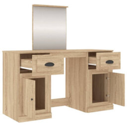 Berkfield Dressing Table With Mirror Sonoma Oak 130X50X132.5 Cm - thumbnail 8