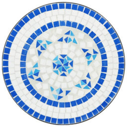 Berkfield Mosaic Bistro Set Blue And White Iron And Ceramic - thumbnail 6