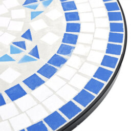 Berkfield Mosaic Bistro Set Blue And White Iron And Ceramic - thumbnail 7