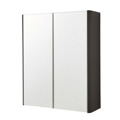 Clifton 2-Door Mirror Bathroom Cabinet 600mm H X 500mm W - Matt Graphite - (Arch) - image 1