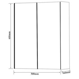 Clifton 2-Door Mirror Bathroom Cabinet 600mm H X 500mm W - Matt Graphite - (Arch) - thumbnail 3