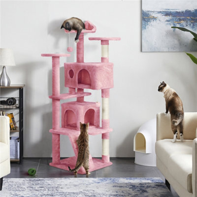 Yaheetech Pink 158Cm Multilevel Cat Tree Plush Cat Tower Medium - image 1