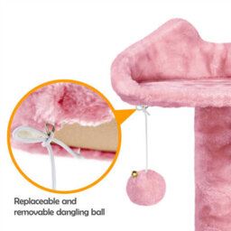 Yaheetech Pink 158Cm Multilevel Cat Tree Plush Cat Tower Medium - thumbnail 6