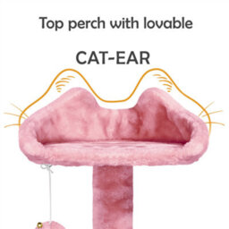 Yaheetech Pink 158Cm Multilevel Cat Tree Plush Cat Tower Medium - thumbnail 7