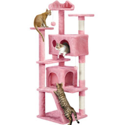 Yaheetech Pink 158Cm Multilevel Cat Tree Plush Cat Tower Medium - thumbnail 2
