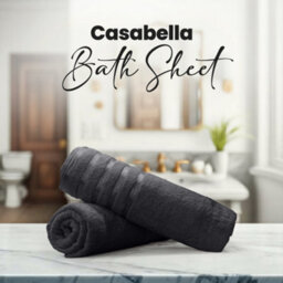 Casabella Bath Sheets 2 Pack Jumbo Bathsheet 90X180 Cm 100% Cotton Towels Quick Dry Super Soft Highly Absorbent Grey - thumbnail 6