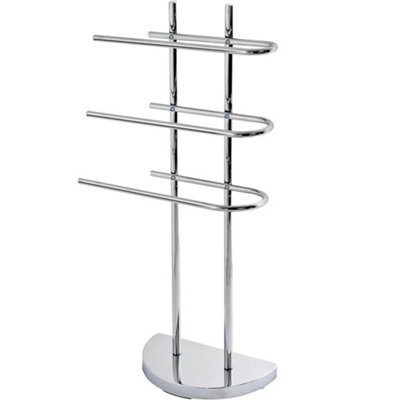 Billtix 3 Arms Freestanding  Towel Rack, 3 Tier Bathroom Rail Stand With Weighted Base, In Chrome - image 1