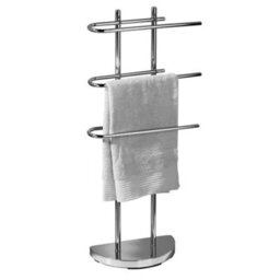 Billtix 3 Arms Freestanding  Towel Rack, 3 Tier Bathroom Rail Stand With Weighted Base, In Chrome - thumbnail 3