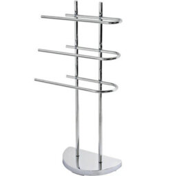 Billtix 3 Arms Freestanding  Towel Rack, 3 Tier Bathroom Rail Stand With Weighted Base, In Chrome - thumbnail 1