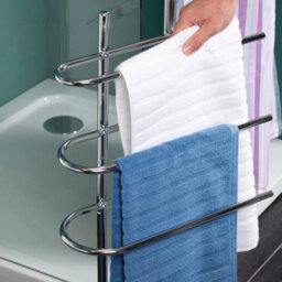 Billtix 3 Arms Freestanding  Towel Rack, 3 Tier Bathroom Rail Stand With Weighted Base, In Chrome - thumbnail 4