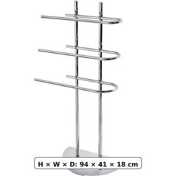 Billtix 3 Arms Freestanding  Towel Rack, 3 Tier Bathroom Rail Stand With Weighted Base, In Chrome - thumbnail 2