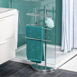 Billtix 3 Arms Freestanding  Towel Rack, 3 Tier Bathroom Rail Stand With Weighted Base, In Chrome - thumbnail 5