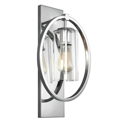 Elegant Wall Light Door Knocker With Clear Glass Shade In Polished Chrome Finish