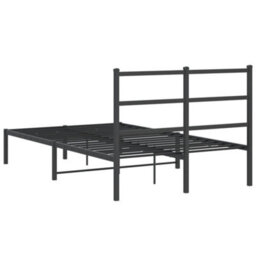 Berkfield Metal Bed Frame Without Mattress With Headboard Black 120X190Cm - thumbnail 7