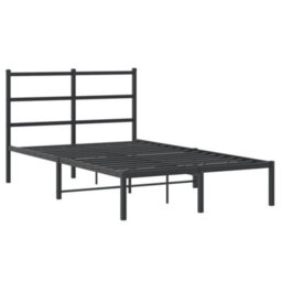 Berkfield Metal Bed Frame Without Mattress With Headboard Black 120X190Cm - thumbnail 3
