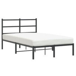 Berkfield Metal Bed Frame Without Mattress With Headboard Black 120X190Cm - thumbnail 2