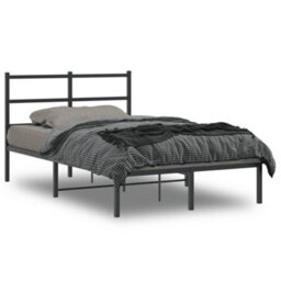 Berkfield Metal Bed Frame Without Mattress With Headboard Black 120X190Cm - thumbnail 1