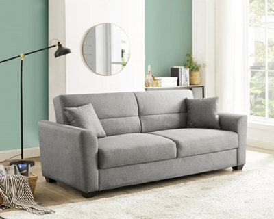 Home Detail Fallon 3 Seater Storage Grey Fabric Clic-Clac Recliner Sofabed - image 1