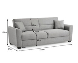 Home Detail Fallon 3 Seater Storage Grey Fabric Clic-Clac Recliner Sofabed - thumbnail 6