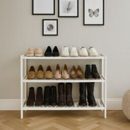 Neo White 3-Tier Bamboo Shoe Rack Stand Natural Wooden Shoe Storage Shelf For Hallway Bedroom Bathroom - thumbnail 2