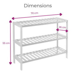 Neo White 3-Tier Bamboo Shoe Rack Stand Natural Wooden Shoe Storage Shelf For Hallway Bedroom Bathroom - thumbnail 9