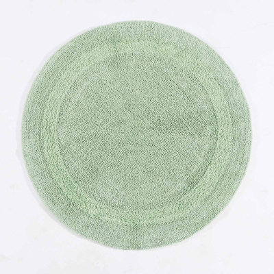 Homescapes Luxury Reversible Round Bath Mat - Sage Green - image 1