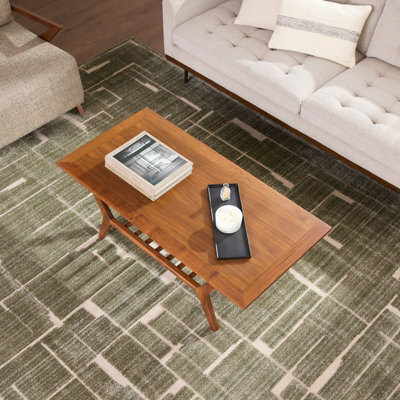 Livabliss Elle Decor Alba-Modern Green Brown Graphic Living Dining Bedroom Rug 200 X 275 Cm Easy Care, Non Shedding - image 1