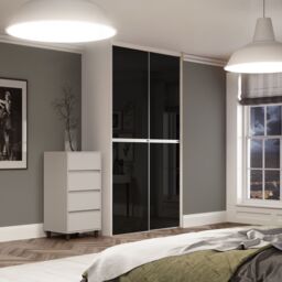 Spacepro Minimalist Mirror Shaker Non-Mirrored Matt Black 2 Door Sliding Wardrobe Door Kit (H)2220mm (W)1200mm - thumbnail 3