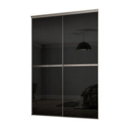 Spacepro Minimalist Mirror Shaker Non-Mirrored Matt Black 2 Door Sliding Wardrobe Door Kit (H)2220mm (W)1200mm - thumbnail 1
