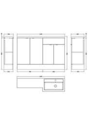 Hudson Reed Fusion 1200mm Right-Hand Freestanding Vanity Unit With Polymarble Basin, Gloss Grey - thumbnail 6