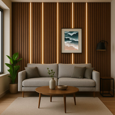 Black Led Light Strips For Wood Slat Wall Panels Including Remote. 4 Strips Included - image 1