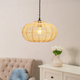 Valuelights Romy Natural Rattan Easy Fit Ceiling Light Shade (D)35Cm - thumbnail 2