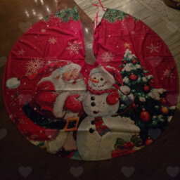 Amorly 90Cm Christmas Tree Skirt With Santa, Snowman And Snowflake Motifs, Farmhouse Style Tree Base Cover For Winter Holiday Party - thumbnail 6