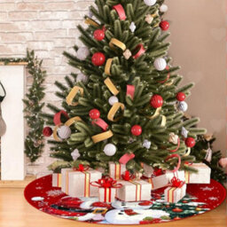 Amorly 90Cm Christmas Tree Skirt With Santa, Snowman And Snowflake Motifs, Farmhouse Style Tree Base Cover For Winter Holiday Party - thumbnail 5