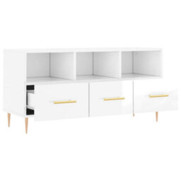 Berkfield Tv Cabinet High Gloss White 102X36X50 Cm Engineered Wood - thumbnail 6