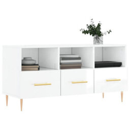 Berkfield Tv Cabinet High Gloss White 102X36X50 Cm Engineered Wood - thumbnail 3