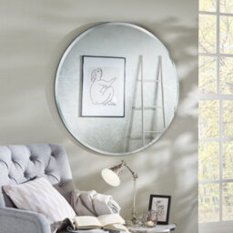 The Online Mirror Shop Round Mirror Simplistic Bevelled Round Shape With Stylish Black Outline- 100Cm Diameter For Hanging Anywhere Inside Of Your Home