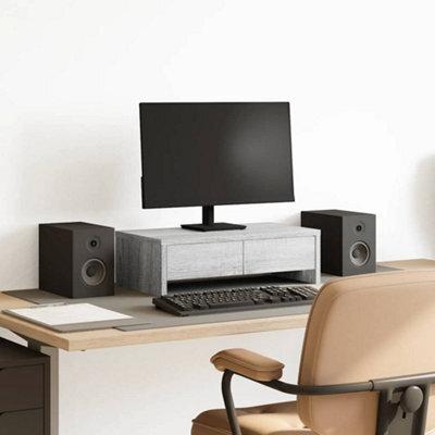 Walplus Monitor Stand With Drawers Grey Sonoma 50X27X15 Cm Engineered Wood - image 1