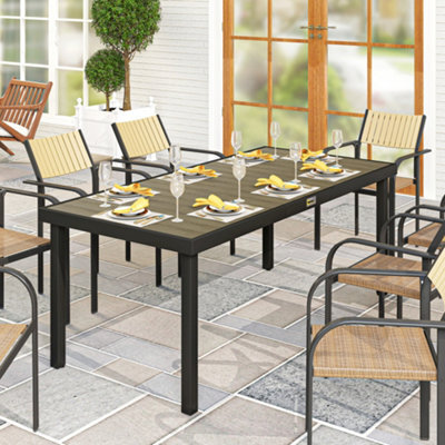 Outsunny Garden Dining Table For 8, Aluminium Frame For Patio, Brown - image 1