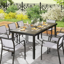 Outsunny Garden Dining Table For 8, Aluminium Frame For Patio, Brown - thumbnail 9