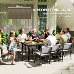 Outsunny Garden Dining Table For 8, Aluminium Frame For Patio, Brown - thumbnail 8