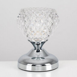 Valuelights Pair Of Modern Silver Chrome And Decorative Glass Bedside Touch Table Lamps - thumbnail 4