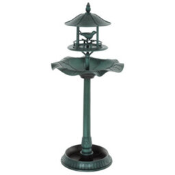 Outsunny 3-In-1 Garden Bird Bath, Birdbath With Large Water Basin, Green - thumbnail 2