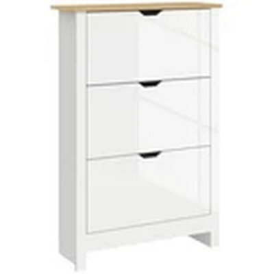 White High Gloss Shoe Cabinet With 3 Drawers - image 1