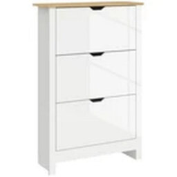 White High Gloss Shoe Cabinet With 3 Drawers