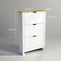 White High Gloss Shoe Cabinet With 3 Drawers - thumbnail 2