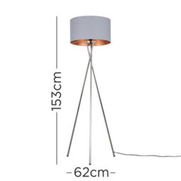 Valuelights Camden Chrome Tripod Floor Lamp With Grey/copper Shade And Bulb - thumbnail 5
