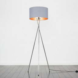 Valuelights Camden Chrome Tripod Floor Lamp With Grey/copper Shade And Bulb - thumbnail 4